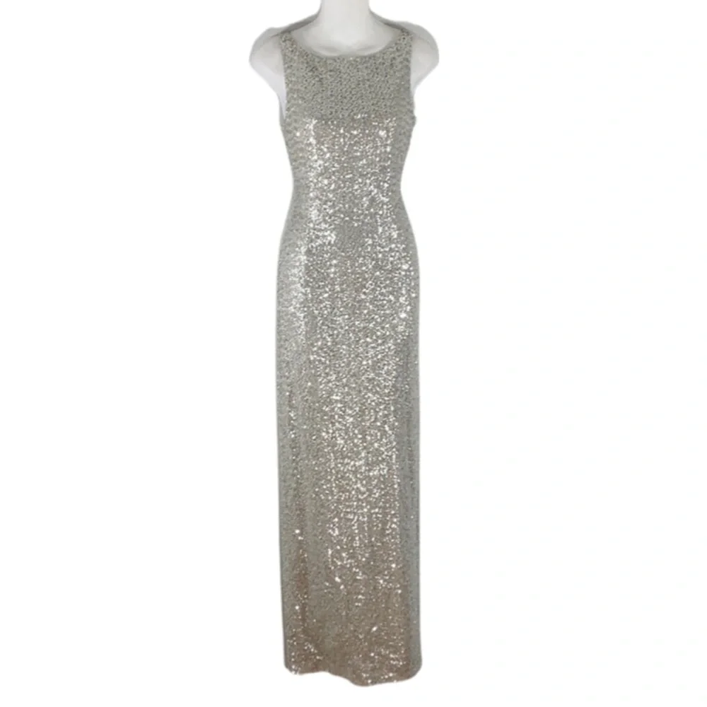 Lauren Ralph Lauren | Dresses | Ralph Lauren Silver Sequin Full Length Gown  Kx | Poshmark